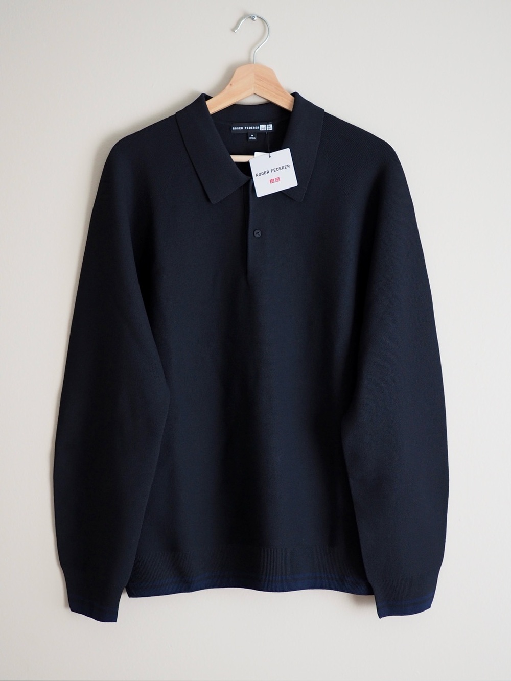 Roger Federer pullover knit Uniqlo long sleeve polo size medium